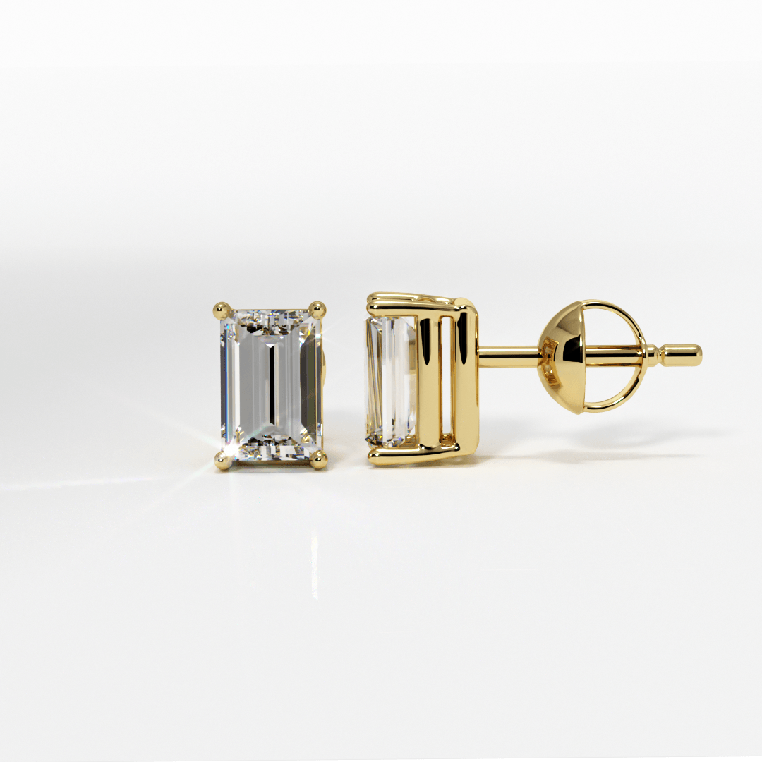 EMERALD CUT STUDS